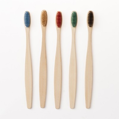 Custom Logo Colors Bamboo Toothbrush Eco Friendly Wooden Tooth Brush Soft Bristle Tip Charcoal Adults Oral Care Toothbrush