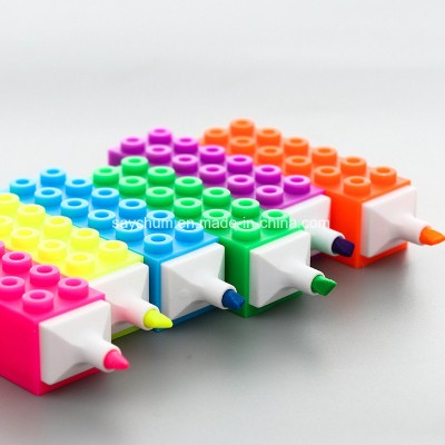 Novelty Highlighter for Drawing Marker Kids Gift Color Pens Funny Building Block Stationery